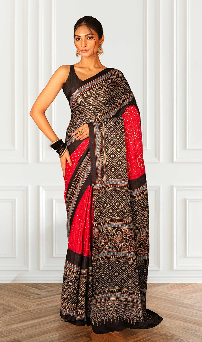BANDHEJ AJRAK SAREE