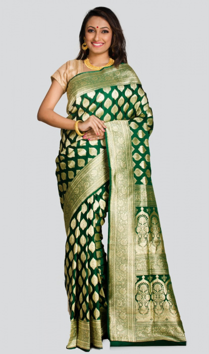GREEN BENARASI SAREE