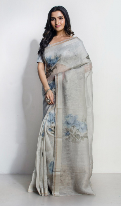PRINTED LINEN SAREE