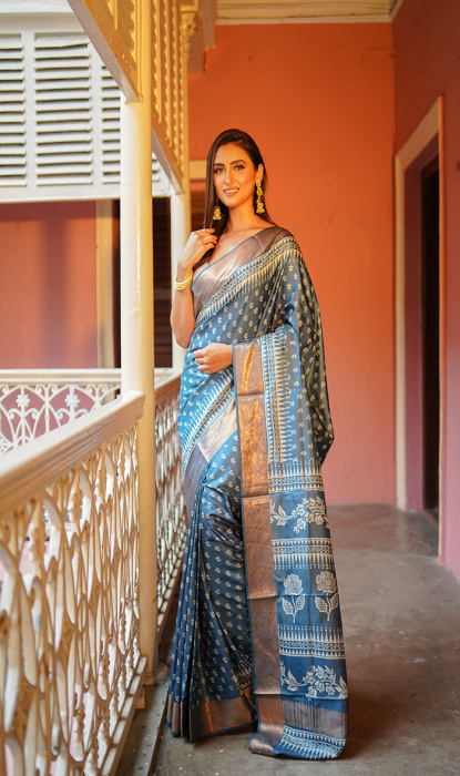 PRINTED TUSSAR SAREE