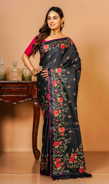 TUSSAR EMBROIDERY SAREE
