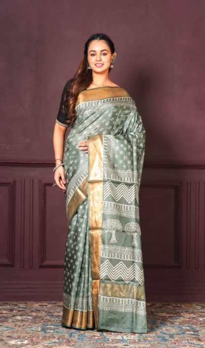 PRINTED TUSSAR SAREE