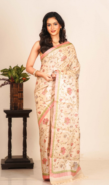 TUSSAR EMBROIDERY SAREE