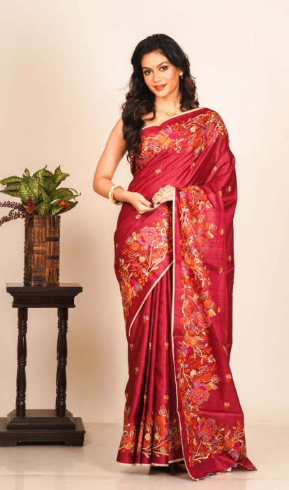 TUSSAR EMBROIDERY SAREE