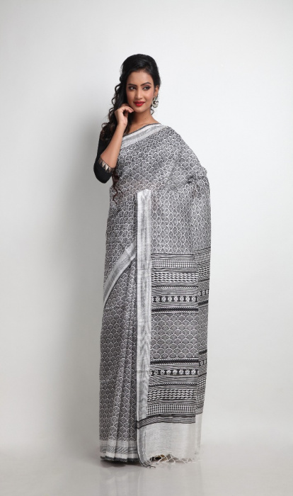 PRINTED LINEN SAREE