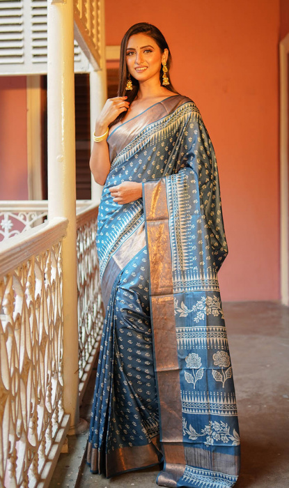 PRINTED TUSSAR SAREE