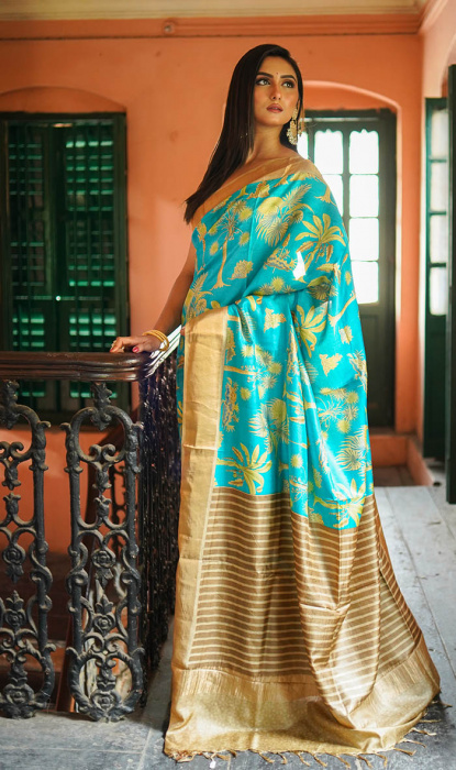 PRINTED TUSSAR SAREE