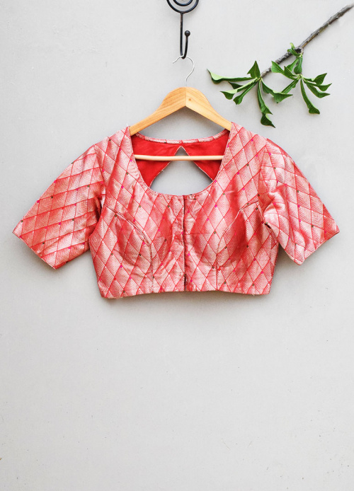 RED BROCADE BLOUSE